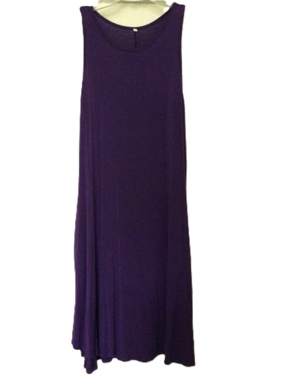 Women's Sleeveless Swing Solid Purple Beach Casual Summer Tunic Dress Coverup
